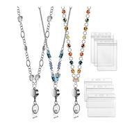 YUANDAN 3 Pcs Retractable Badge Reels Lanyard with Name Card ID Holder for Beaded Badge Lanyard Necklace