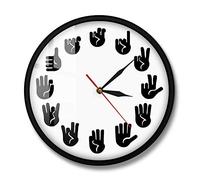 yuandd American Sign Language Wall Clock Gesture Modern Clock Watch Equivalents Of The Hours Made Exclusively For The Deaf-mute(Metal Frame)