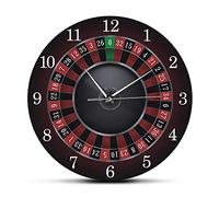 yuandd Black Silent Wall Clock Poker Roulette Wall Clock Modern Design Gambling Casino Gift Las Vegas Game Room Wall Art Decor