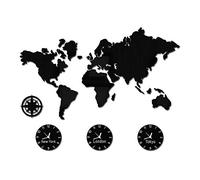 yuandd World Map Large Wall Clock New York London Tokyo Personalized Time Zone Silent Non Ticking Wall Clock Office Geographic Wall Art