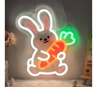 YuanDian Bunny Neon Sign, Animal Neon Lights for Bedroom Living Room Wall Decor, Birthday Party Gifts for Kids Adults People Who Love Rabbits