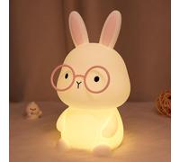 YuanDian Bunny Night Light with 8 Color Lights, Gift for Adults Teens and Babies, Decorate Kids' Bedroom with Cute Silicone Rabbit Nightlights, Animal Lamp Gift for Children and Toddlers