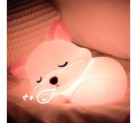 YuanDian Fox Night Light for Girls, Squishy Fox Silicone Lamp Novelty Gifts, Rechargeable Dimmable Timer Bedside Touch Nightlight for Breastfeeding Toddler Baby Kids