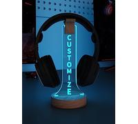 YuanDian Headphone Stand, Personalized Light up Headset Holder for Desk, Gaming Headset Wood Holder RGB with 7 Color Lights for Game Room Decor, Cool Gamer Gifts for Men Boyfriend