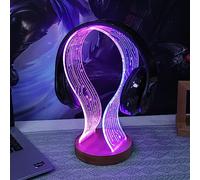 YuanDian Headphone Stand, Wood Headset Holder with Blue Pink LED Night Light for Gamers, Men, and Music Lovers - Perfect Desk Gift Idea