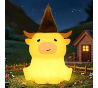 YuanDian Highland Cow Night Light, Squishy Silicone Lamp.Rechargeable, Dimmable with Timer, Touch Control Bedside Nightlight for Home and Desk Decor (No Accessories Included)