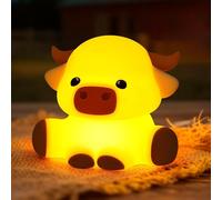 YuanDian Highland Cow Night Light, Squishy Silicone Lamp. Rechargeable, Dimmable with Timer, Touch Control for Bedside, Gift Nightlight for Breastfeeding