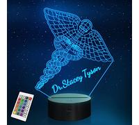 YuanDian Personalised Doctor Gifts, Doctor Symbol Caduceus 3D Night Light Illusion Lamp with Remote 16 Color Change Decor Lamp,Unique Gift Idea for Dentist, Dental, Medical, Hygienist, Doctor