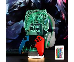 YuanDian Personalised Light up Headphone Controller Holder, 16 Colors 3D LED Lights Gamepad Stand, Game Controller Hanger for All Universal Gaming PC Accessories