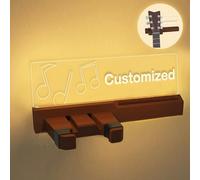 YuanDian Personalized Light Up Guitar Wall Mount with Pick Holder, Customized LED Guitar Hanger USB Powered for Acoustic, Electric, Bass, Ukulele, Mandolin, Guitar Gifts for Guitar Players Men