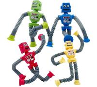 Yuandream Telescopic & Sensory Suction Cup Robot Toys - 4 Pop Tubes, Educational Fidget Toys & Party Favors for Kids