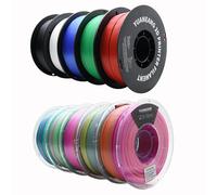 YUANEANG 3D Printer PLA Filament 10KG, Monochrome Color and Rainbow Filament Bundle,1Spool(2.2lbs) 1.75 mm, Dimensional Accuracy +/- 0.03 mm 5 Monochrome Colors+5 Different Rainbow Colors