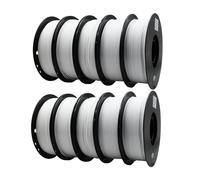 YUANEANG PETG 3D Printer Filament, 10 Rolls,Dimensional Accuracy +/- 0.03 mm, 1kg Spool(2.2lbs), 1.75 mm Fit for Most 3D Printers,10Kg White