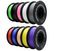 YUANEANG PLA 3D Printer Filament, 10 Rolls, Dimensional Accuracy +/- 0.02 mm, 10kg Spool(22lbs), 1.75 mm，Black, White, Grey, Red, Blue, Lemon Yellow, Pink, Fluorescent Green, Purple, Skin