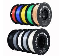 YUANEANG PLA 3D Printer Filament Bundle, 10 Rolls, Dimensional Accuracy +/- 0.02 mm, 1kg Spool(2.2lbs), 1.75 mm, Ten Colors Black White Grey Red Blue Green Orange Transparent Silver Yellow