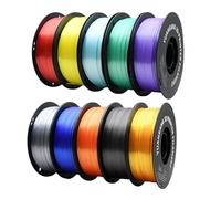 YUANEANG Silk PLA Filament 1.75mm, ±0.03mm Precision, Glossy Multicolor Silk Set, 1kg Spool (2.2 lbs), 10-Pack Silk PLA Bundle
