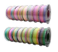 YUANEANG Silk Rainbow PLA Filament 1.75mm, ±0.03mm Precision, Glossy Gradient & Solid Silk Colors, 1kg Spool (2.2 lbs), 16-Pack Silk PLA Bundle