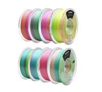 YUANEANG Silk Rainbow PLA Filament 1.75mm, ±0.03mm Precision, Glossy Multicolor Set, 1kg Spool (2.2 lbs), 8-Pack Silk PLA Bundle