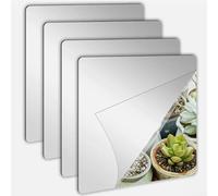 YUANGANG 4Pcs Wall Mirror Tiles, Self Glass Rectangle On Wall Decoration Acrylic Mirror For Living Room Bedroom(15 * 15cm)