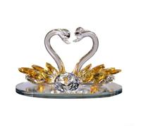 YUANGANG Crystal-Swan Ornament Home Decoration Crafts Crystal-Decoration Crystal-Swan Wedding Couple Clear Figurine Ornaments(yellow)