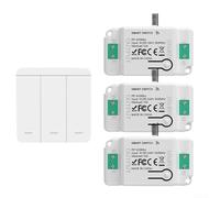 YUANGANG Easy Setup Wireless Light Switch Kit Including A 3 Gang Panel And CoWireless Light Switch Kit Multi-control Antenna Internal For Lights Lamps Fans House Lighting