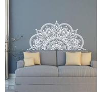 YUANGANG Mandala Wall Art Large Mandala Wall Decal Boho Flower Wall Stickers for Walls Casement Doors Closets Plastic Metal Tiles Panels Decoration(White 116 * 57cm)