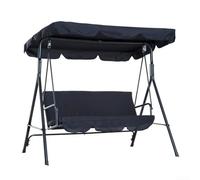 YUANGANG Swing Chair Canopy Replacement, Garden Swing Seat Canopy Covers Heavy Duty Rip Proof Sun Shade Replacement Awning For Garden Patio Courtyard(large three-seater black)