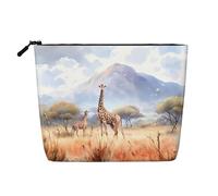 yuangjhop African Savanna Giraffe Fake Hemp Makeup Bag. Environmentally Friendly And Durable, Simple Design, Easy To Store Your Beauty Essentials.