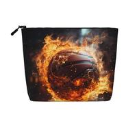 yuangjhop Basketball On Fire And Water Flame Splashing Fake Hemp Makeup Bag. Environmentally Friendly And Durable, Simple Design, Easy To Store Your Beauty Essentials.