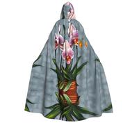 yuangjhop Blooming Orchids printing Adult Hooded Cloak Hooded robe cloak suitable for Halloween cosplay costumes.