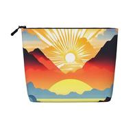 yuangjhop Bright Sunrise Fake Hemp Makeup Bag. Environmentally Friendly And Durable, Simple Design, Easy To Store Your Beauty Essentials.