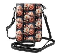 yuangjhop Bright white peonies Small Cell Phone Purse, Floral Print Crossbody Bag, PU Leather Mini Wallet with Shoulder Strap, Secure Magnetic Closure.