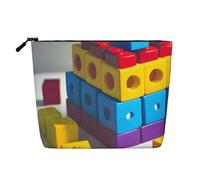 yuangjhop Colorful Building Blocks Fake Hemp Makeup Bag. Environmentally Friendly And Durable, Simple Design, Easy To Store Your Beauty Essentials.