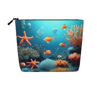 yuangjhop Coral Fish Underwater Fake Hemp Makeup Bag. Environmentally Friendly And Durable, Simple Design, Easy To Store Your Beauty Essentials.