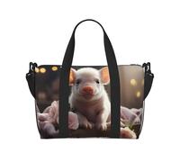 YUANGJHOP Cute young pig printing Hand Travel Bag Personal item bag women's handbag, travel large shoulder bag with zipper.