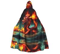 yuangjhop Dragon King in Fire printing Adult Hooded Cloak Hooded robe cloak suitable for Halloween cosplay costumes.