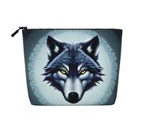 yuangjhop Fierce Wolf Head Fake Hemp Makeup Bag. Environmentally Friendly And Durable, Simple Design, Easy To Store Your Beauty Essentials.
