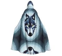 yuangjhop Fierce wolf head printing Adult Hooded Cloak Hooded robe cloak suitable for Halloween cosplay costumes.