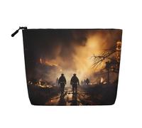 yuangjhop Firefighters Fighting Fires Fake Hemp Makeup Bag. Environmentally Friendly And Durable, Simple Design, Easy To Store Your Beauty Essentials.