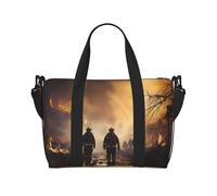 yuangjhop Firefighters fighting fires printing Hand Travel Bag Personal item bag women's handbag, travel large shoulder bag with zipper.