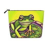 yuangjhop Frog In A Pond Fake Hemp Makeup Bag. Environmentally Friendly And Durable, Simple Design, Easy To Store Your Beauty Essentials.