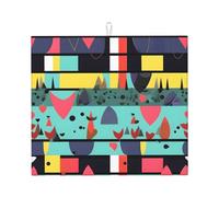 YUANGJHOP Geometric patterns Drying Mat for Kitchen,Heat-resistant drain mat with non-slip, hidden kitchen super absorbent drain mat, easy to clean dish rack mat.