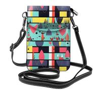 yuangjhop Geometric patterns Small Cell Phone Purse, Floral Print Crossbody Bag, PU Leather Mini Wallet with Shoulder Strap, Secure Magnetic Closure.