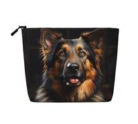 yuangjhop German Shepherd Fake Hemp Makeup Bag. Environmentally Friendly And Durable, Simple Design, Easy To Store Your Beauty Essentials.