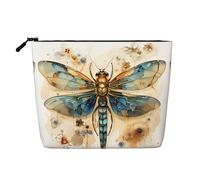 yuangjhop Golden Delicate Dragonfly On Yellow Background Fake Hemp Makeup Bag. Environmentally Friendly And Durable, Simple Design, Easy To Store Your Beauty Essentials.