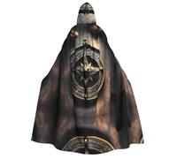 yuangjhop Magical Design Norse Runes Compass printing Adult Hooded Cloak Hooded robe cloak suitable for Halloween cosplay costumes.