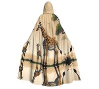 yuangjhop Mother and child giraffe printing Adult Hooded Cloak Hooded robe cloak suitable for Halloween cosplay costumes.