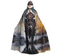 yuangjhop North American bison printing Adult Hooded Cloak Hooded robe cloak suitable for Halloween cosplay costumes.