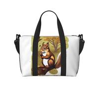 yuangjhop Nut-eating squirrel printing Hand Travel Bag Personal item bag women's handbag, travel large shoulder bag with zipper.