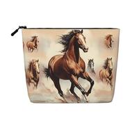 yuangjhop Prancing Brown Horse Fake Hemp Makeup Bag. Environmentally Friendly And Durable, Simple Design, Easy To Store Your Beauty Essentials.